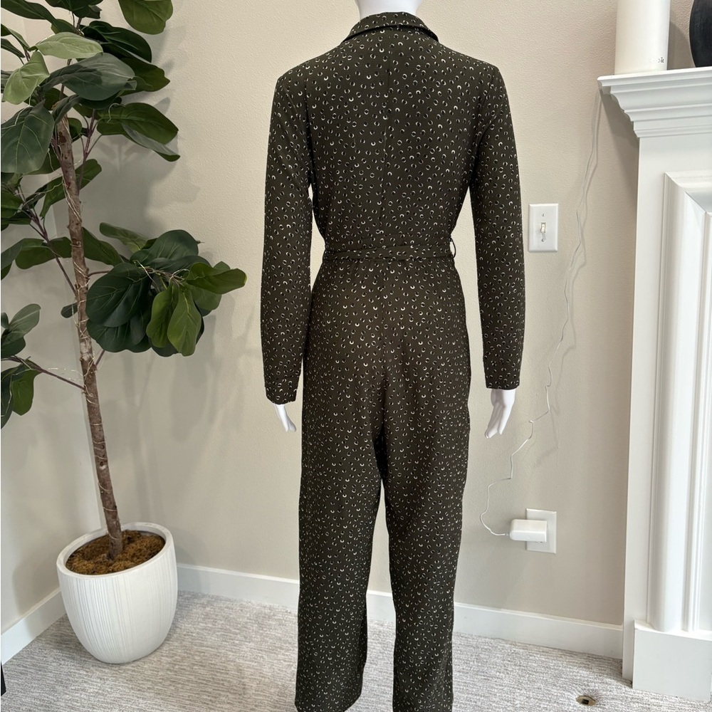 Nasty Gal Long Sleeve Collared Wide Leg Jumpsuit Size 8 Dot Patterned One Piece - Picture 7 of 13